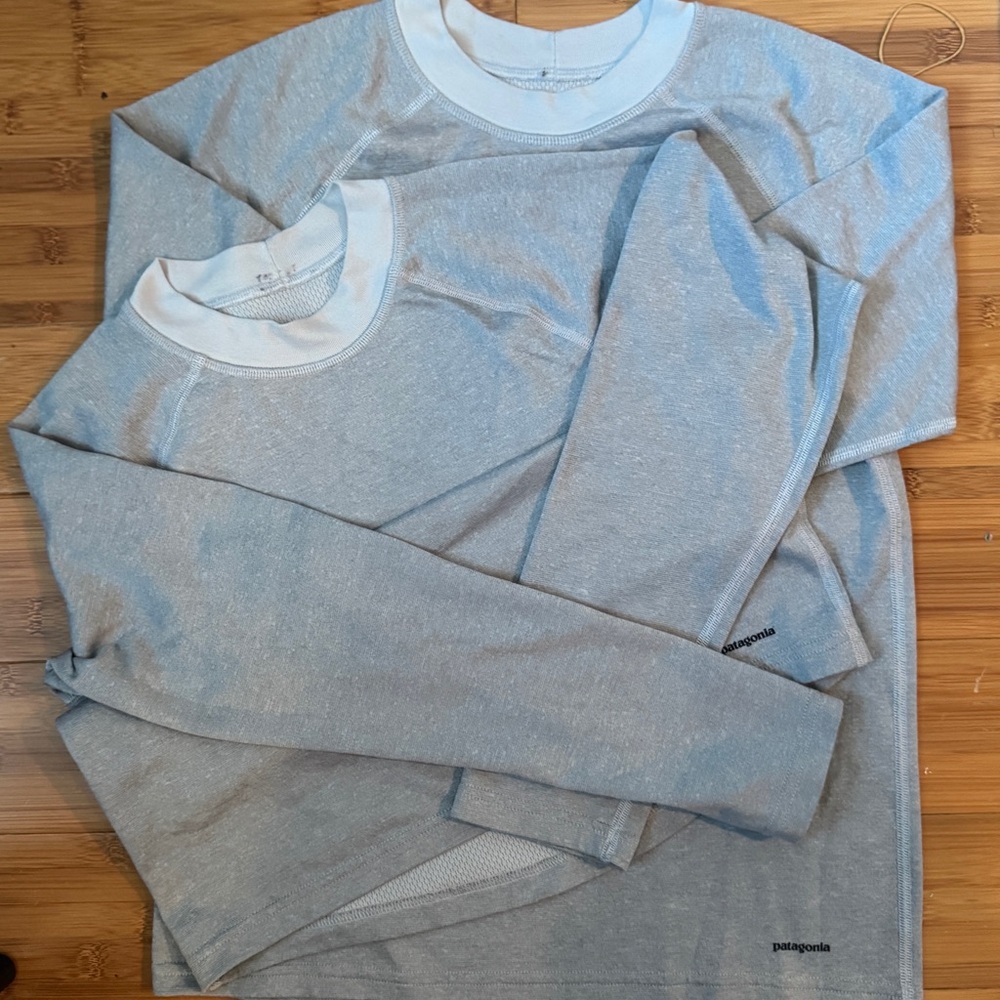 Patagonia Gray Long Sleeve thermal shirts. Kids large. Lot of 2. Great condition